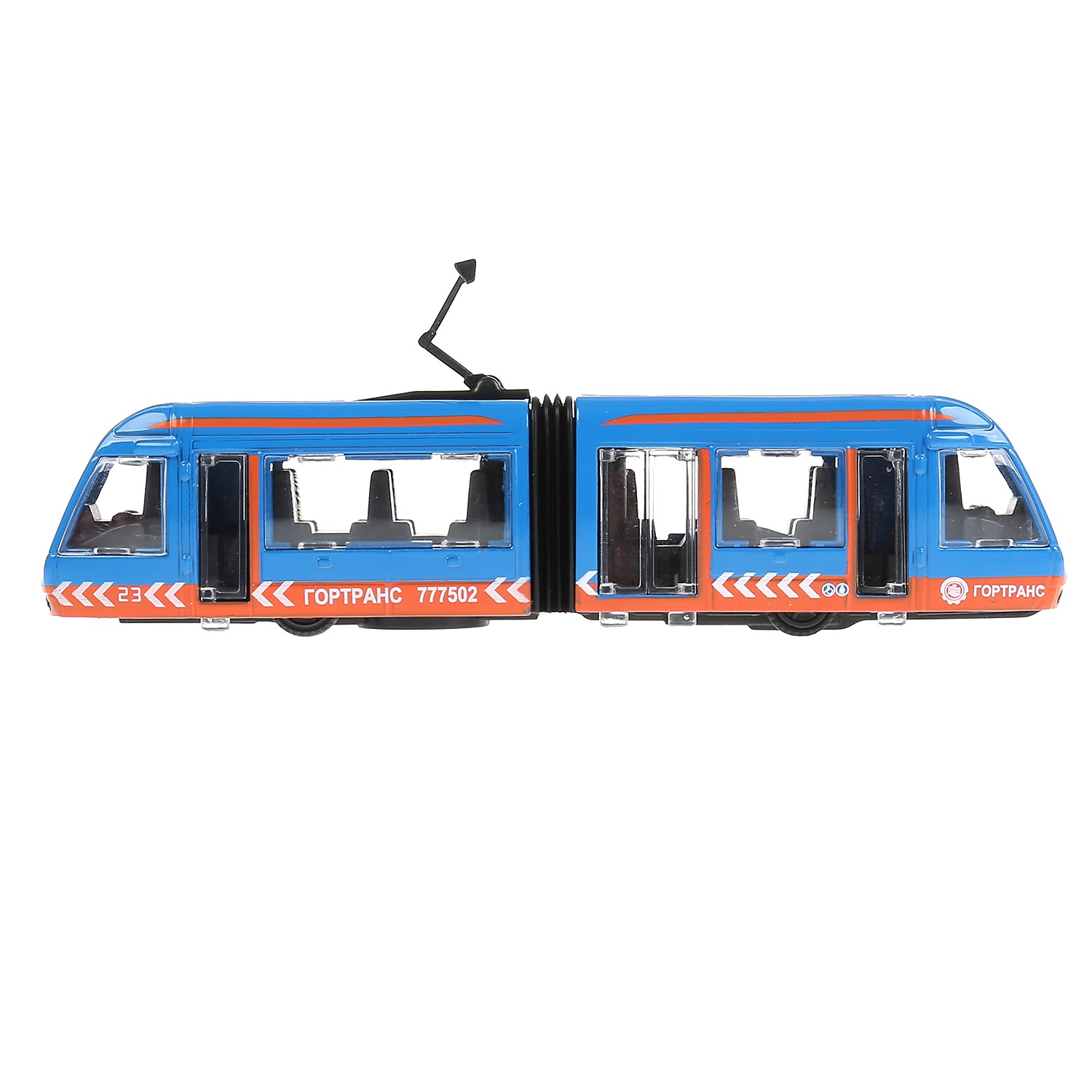 Модель Трамвай с гармошкой 19 см двери открываются инерционная металлическая  